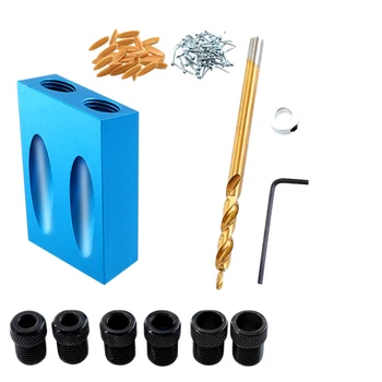 

Pocket Hole Jig Kit 6/8/10Mm Woodworking Angle Drill Guide Set Hole Puncher Locator Jig Drill Bit Set For Diy Carpentry Tools