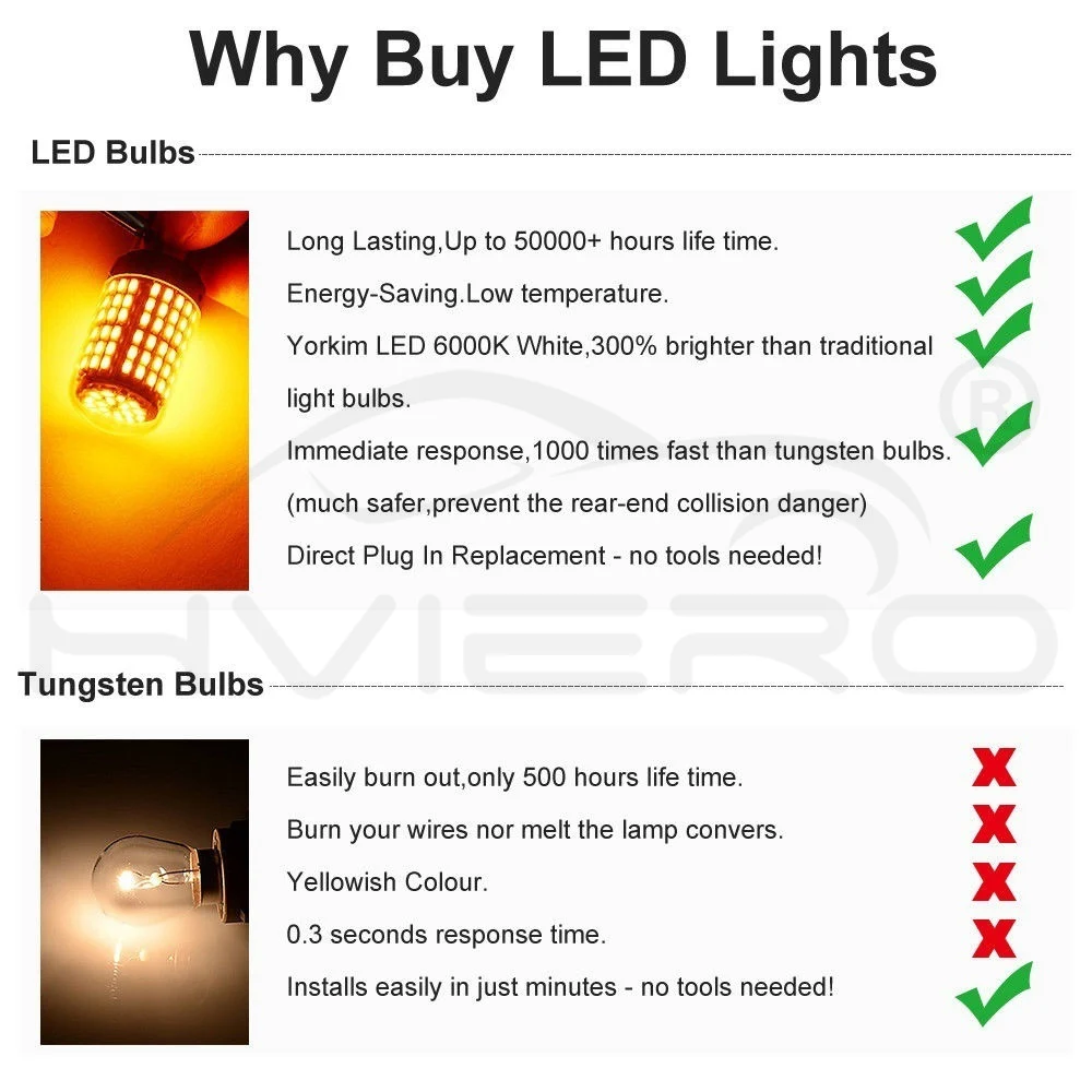 Hviero 2X 1156 1141 1073 7506 BA15S P215W Car Led Tail Bulb Brake Lights Auto Reverse Lamp Daytime Running Light White Yellow DC 12V 24v