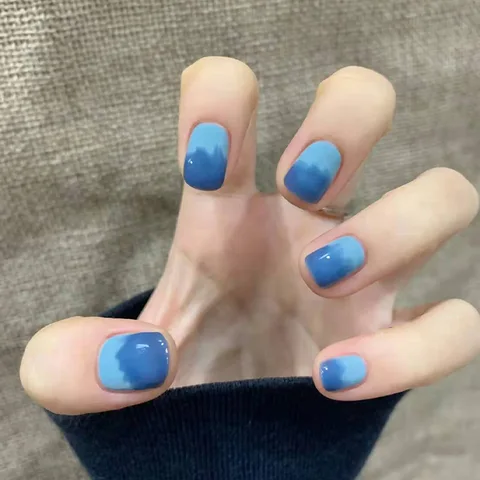 Women Pure Color Fashion Fake Nail Girls Sweet Pink Frosted Matte Wearable Fake Nails Square Head Nail Art Tips TN