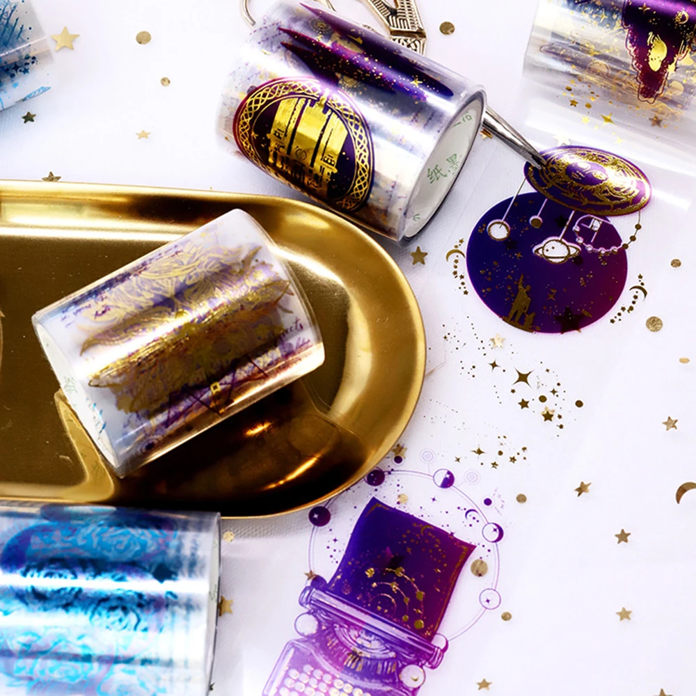 

1 PCS Creative Scattered Star Series Journal Washi Tape PET Gold Adhesive Masking Tape DIY Scrapbooking DIY Label Stationery