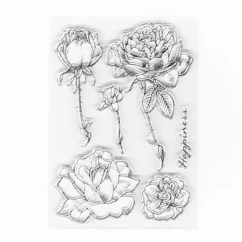 

Happiness Flower Stamps Clear Rubber Scrapbooking Rose Flower Background Stamps For Card Making