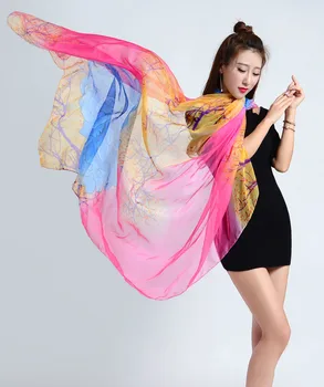 

2020 Upgraded Pastoral Style Flexible Shawl Silk Scarves Beach Towel Outdoor Sun Blocking