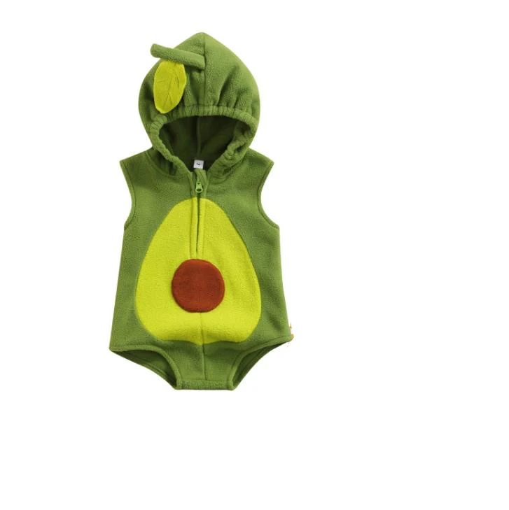 Cotton baby suit New Infant Kids Baby Boys Girls Long Sleeve Jumpsuit Hooded Romper Avocado Cartoon Fall Winter Flannel Jumpsuit Clothes 0-24M bulk baby bodysuits	 Baby Rompers