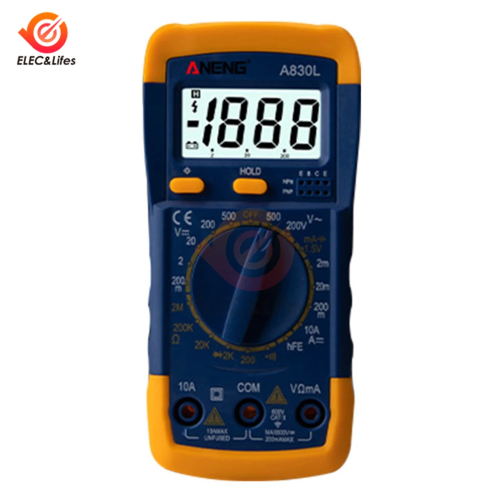 Yellow blue A830L ЖК-цифровой мультиметр портативный DC AC напряжение диод Freguency мультиметр тестовый зонд ручной Вольт Тест er ток Омметр - Цвет: Yellow blue