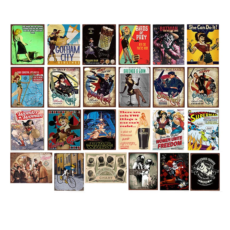 Vintage America Cartoon Poster Metal Plate Tin Sign Wall Decor Plaques For Bar Club Pub Home Garage | Дом и сад