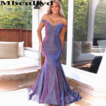 

Mbcullyd Pretty Mermaid Prom Dresses Long 2020 Shining Sequined Women Evening Party Dress Customize vestidos de fiesta de noche