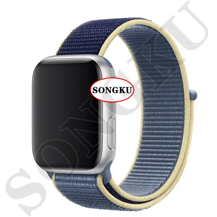SONGKU IWO 12 часы серии 5 1:1 умные часы 40 мм 44 мм Bluetooth часы для apple iPhone Siri Android телефон цветной ремешок - Цвет: S Nylon Blue