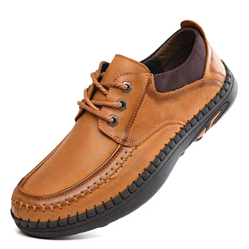 CLAXNEO/Мужская обувь; дизайнерская мужская кожаная обувь; сезон весна-осень; Мужская прогулочная обувь из натуральной кожи; повседневные Лоферы ручной работы - Цвет: Brown Lace up