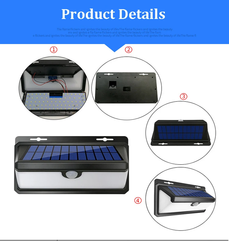 Xionel 100 светодиодный Солнечный настенный датчик движения водонепроницаемый IP65 Солнечный садовый светильник