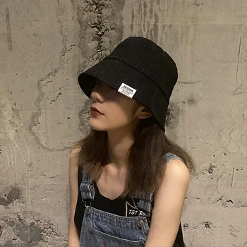 

Japanese fisherman hat female spring and summer patch letter bucket hat female outdoor sun visor