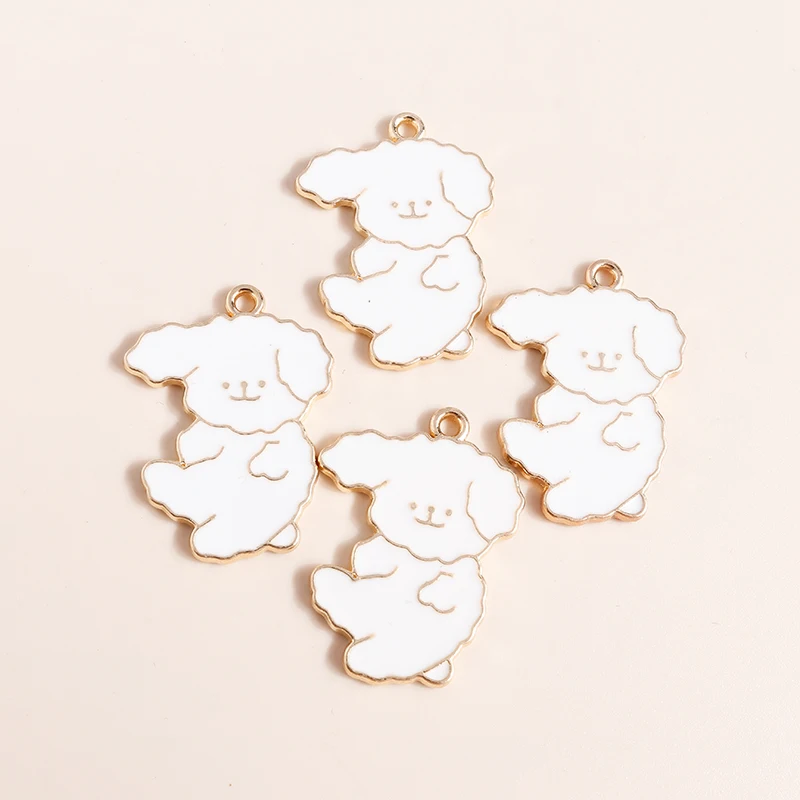 10pcs Mixed Cute Enamel Cartoon Love Dog Pendants Charms for DIY Earrings Bracelets Jewelry Mkaing Accessories
