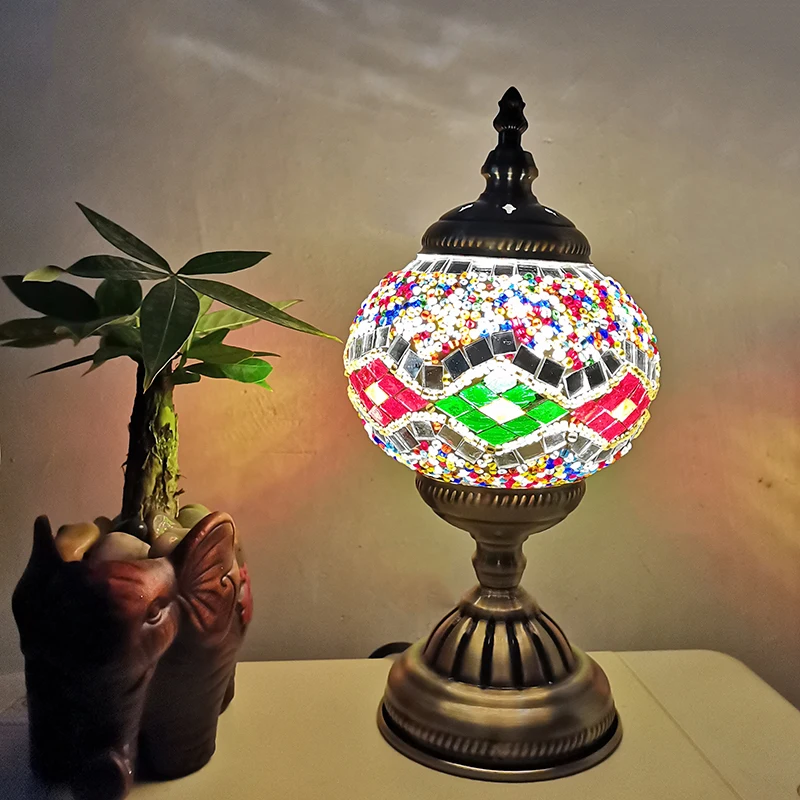 Мозаичная настольная лампа в турецком стиле, для спальни, для учебы, романтического стиля, декоративная настольная лампа