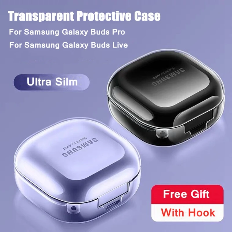 Funda protectora transparente para Samsung Galaxy Buds Pro/Live, funda de silicona suave anticaída para auriculares