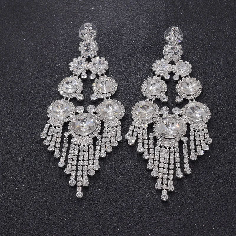Crystal tassel women earring glass rhinestone (2)