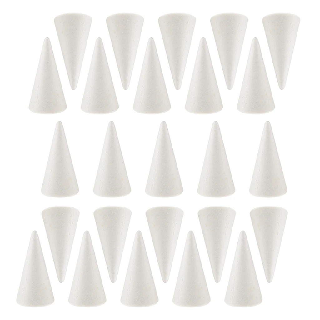 20-Pack 100mm Cone Shaped White Styrofoam Foam Ornaments Materials for Handmade DIY Modelling Arts Crafts