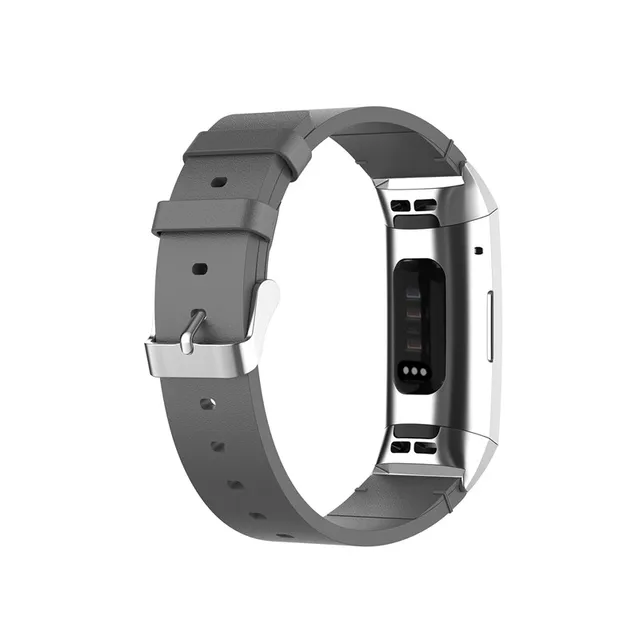 Leather Strap For Fitbit Charge 4 Replacement Bracelet For Fitbit Charge 3 Band Steel Buckle Belt for Fit bit Charge 3 SE xyst-grey
