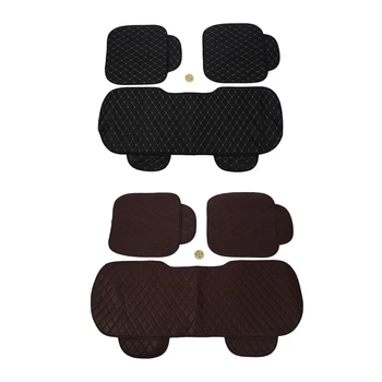 

2 Sets PU Leather Car Seat Cover Pad for Auto Seat Cushion Protection Pad Mat, Black+White & Coffee