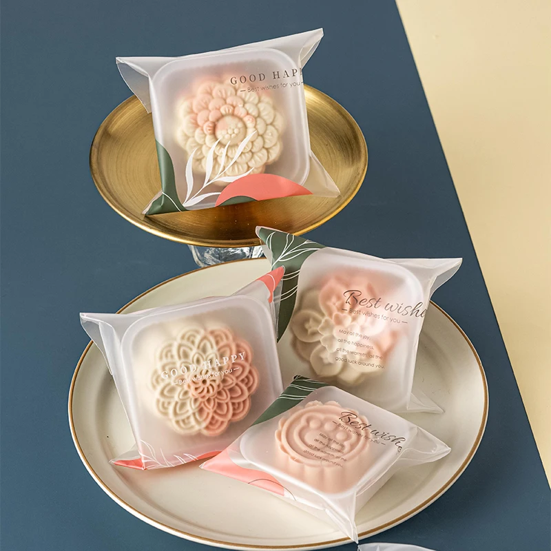 LBSISI Life,Mooncake Bags,Egg Yolk Crisp Cookie Bag,Homemade Handmade Biscuit Plastic Packing,For Mid-Autumn Festival,100pcs