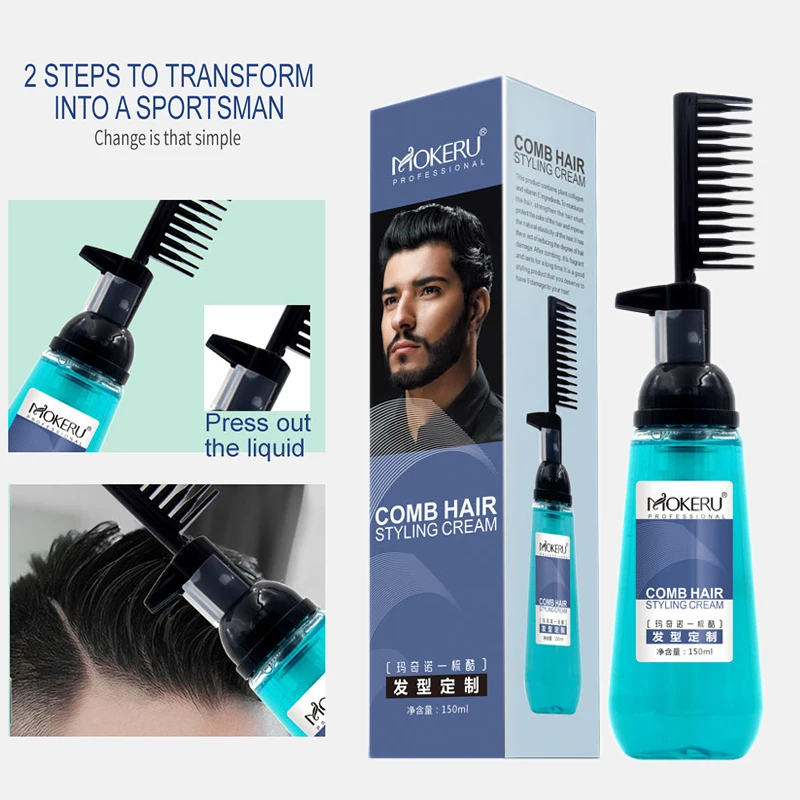 

Professional 2-In-1 Hair Wax Gel With Comb Long-Lasting Fluffy Hair Tool Cream Pomade Salon Hair Hair Mud Gel For Men