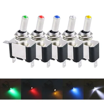 

1PCS DC 12V 20A Car Auto Cover LED Blue Green Red White Yellow Light Toggle Switch Control On/Off Durable Light