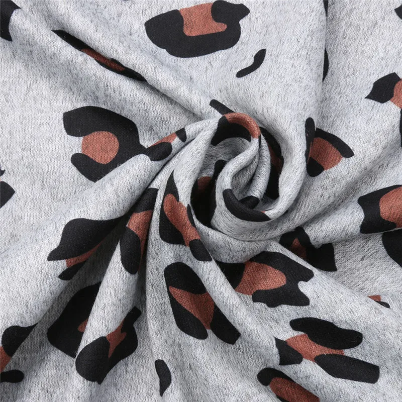 Family Clothes Winter Warm Leopard Print Hoodies Women Girls Sweatshirt Oversized Basic Tops Family Matching Outfits