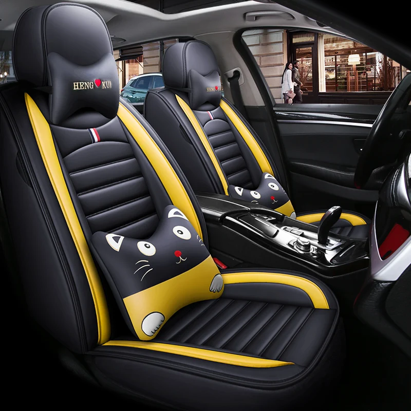 Мультяшный кожаный чехол для автомобильного сиденья Toyota CAMRY VIOS YARIS Auris Avalon C-hr Corolla