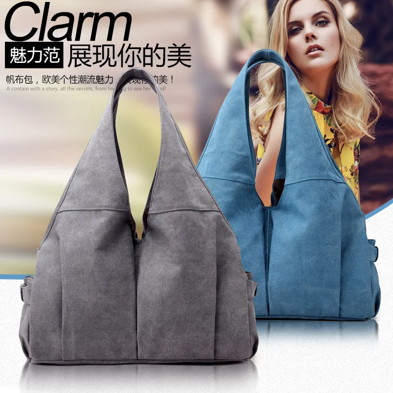 

2018 Autumn Large-Volume Single-shoulder Canvas Bag Versatile Casual Shopping Handbag