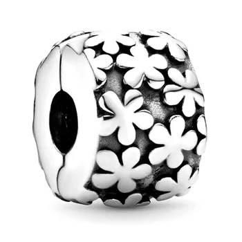 

New 925 Sterling Silver Bead Charm Flower Burst Floral Clip Stopper Beads Fit Original Bracelet Bangle Diy Jewelry