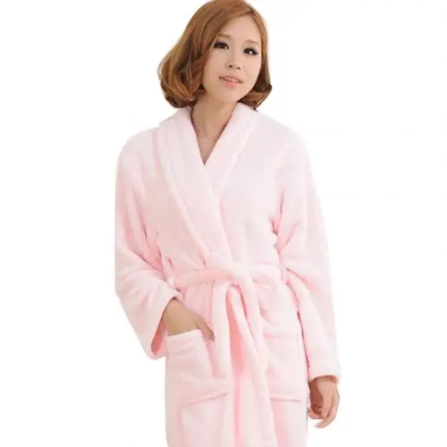 Albornoces de moda neutrales para hombres, batas de franela, cuello en V, manga larga, parejas de hombres, tukicas, mantón de fe - Цвет: Light Pink