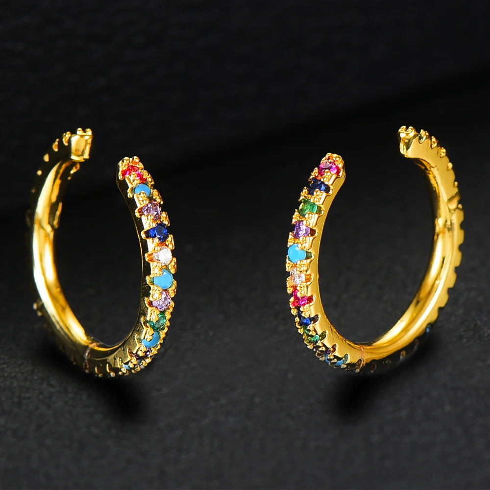 GODKI Brazil Multicolor Ear Cuff Earring For Women Wedding Cubic Zircon Brincos boucle d'oreille Trendy Bohemia Jewelry HOT