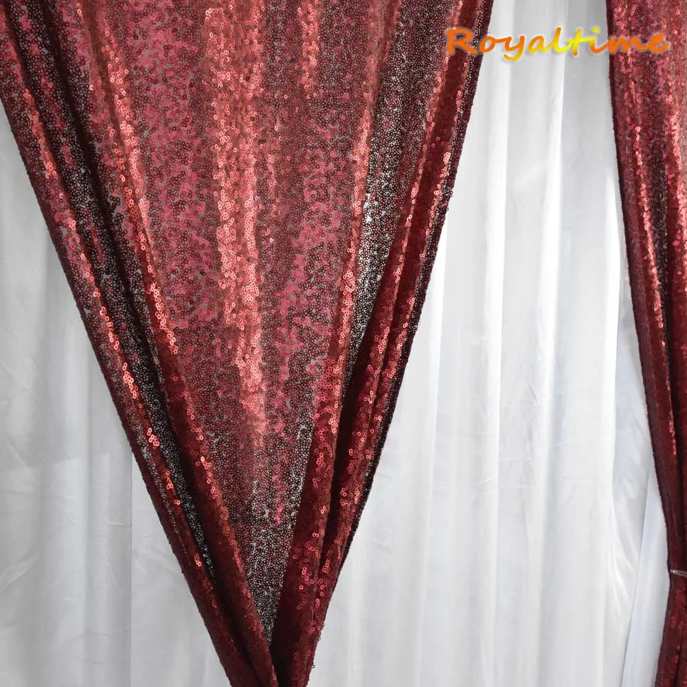 Matte Burgundy Royaltime Sequin Backdrop Curtain Panel 2x8FT-Royal Blue,Sequin Photography Backdrop Curtain for Wedding Party Curtain Decor - Цвет: Matte Burgundy