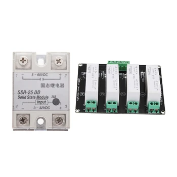 

1 Pcs Solid State Relay SSR DC-DC 25A 3-32VDC/5-60VDC & 1 Pcs 4 Channel SSR Solid State Relay High-Low Trigger 5A 3-32V