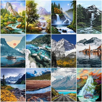 

AZQSD DIY Paint By Number Canvas Painting Kits Landscape Unique Gift Coloring By Numbers Mountain Abstract Art Home Decoration