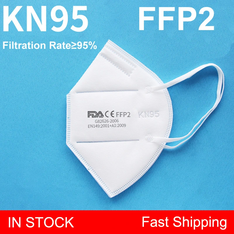 

KN95 Mask N95 FFP2 Disposable Masks Protective Safety Mask 5-Layer 95% Filtration for Dust Particulate Pollution N95 Protection