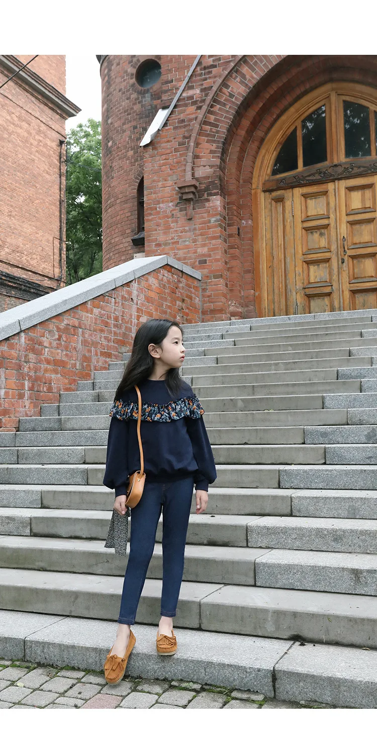 Рождественская Толстовка Одежда для девочек с цветами, детей Костюмы для хлопковая футболка с длинными рукавами для детей, свитеры с круглым вырезом для маленьких девочек