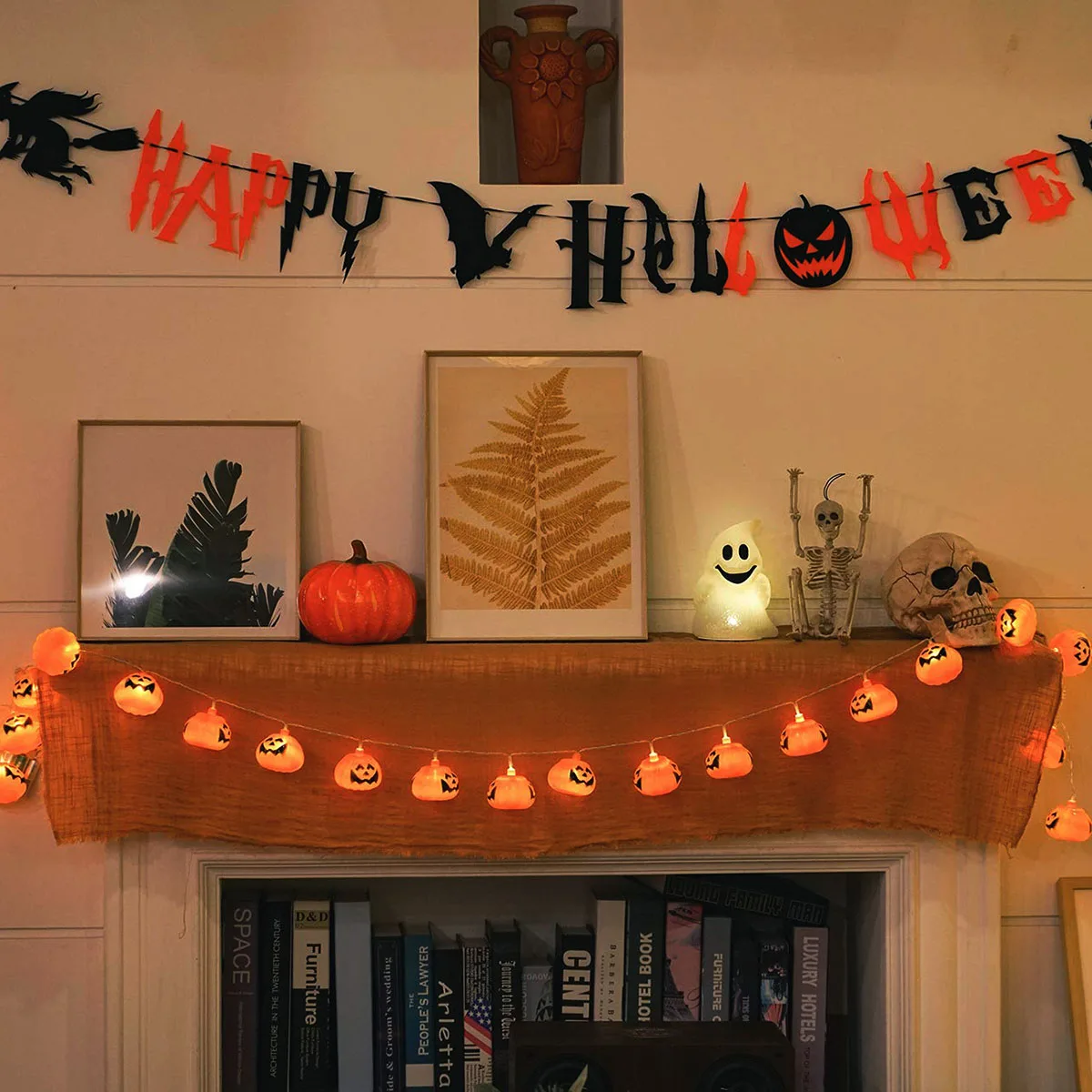 Halloween Pumpkin LED String Lights 1.5m 3m 6m Garden Home Party Outdoor Decoration Lantern Light Battery USB Fairy Garlands