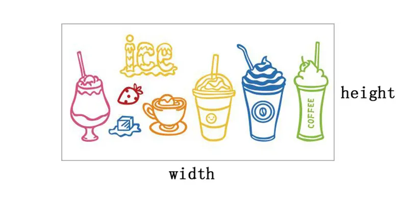 1 Set Ice Cream Shop Wall Decoration Stickersr Cold Drink Milk Tea Dessert Cake Advertising Glass Sticker Bar Front Desk Sticker