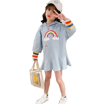 

Hoodies for Girls Toddler Rainbow Dress for Children Clothes Costume Cute Ruffle Rainbow Dress Korean Sweatshirt for Teen Girls