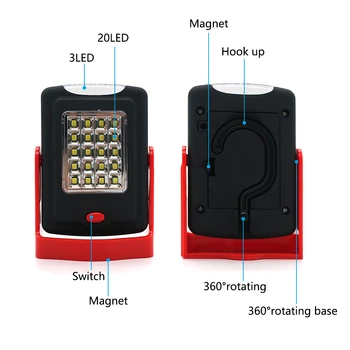 LED Work Flashlight Torch Lantern Working Light Stand 23 LED 2 Modes Camping Handy Lamp Inspection with Magnet Hook
LED Work Flashlight Torch Lantern Working Light Stand 23 LED 2 Modes Camping Handy Lamp Inspection with Magnet Hook