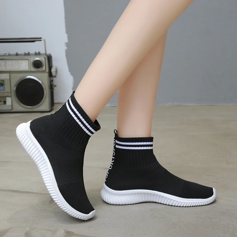 Socks Shoes Flats-Trainers Vulcanized-Shoes Tenis Casual-Sneakers Knitted Women Summer