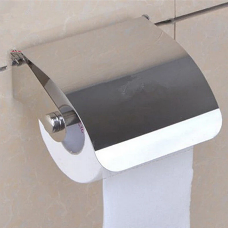 

Stainless Steel Wall Mounted Paper Holder Mount Tissue Paper Box Toilet Paper Roll Holder