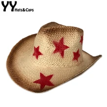 YY пентаграмма ковбойская Кепка для женщин и мужчин летняя пляжная шляпа с широкими полями Западный Ковбой Джаз Панамы мужская соломенная фетровая шляпка CM19016