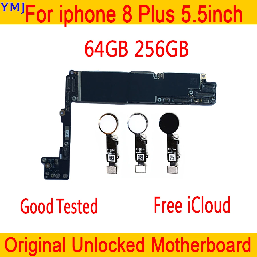 Оригинальная разблокированная материнская плата для iphone 8 Plus с/без сенсорного ID, iCloud для iphone 8 Plus материнская плата с системой IOS, 64G