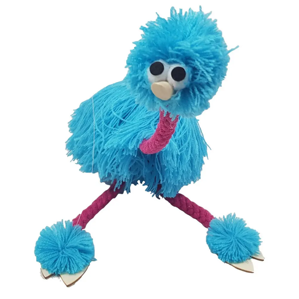 2 шт. Ремесла Подарки Развивающие детские марионетки детские игрушки животное традиционная Страусиная форма кукла ручной работы деревянная кукла Muppets - Цвет: Синий