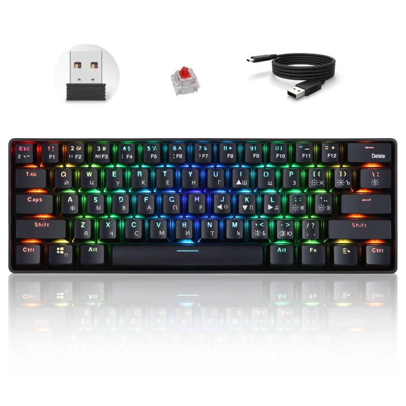 

61Keys USB 2.4G Wireless Dual Mode Mechanical Keyboard Backlit Gaming Keyboard
