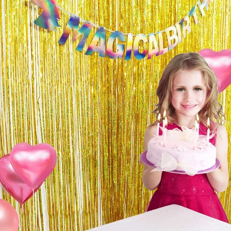 Torytoe 5 Pezzi Tende Metalliche Oro, Decorazioni Capodanno 2026, Orpelli E Festoni Lamina Frangia, Decorazione Lamina Glitter Per Capodanno, Compleanno, Baby Shower, Festa Di Nozze