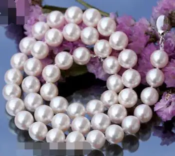 

Jewelry Pearl Necklace classic elegant south sea AAAA+9-10mm white pearl necklace 18inch Free Shipping
