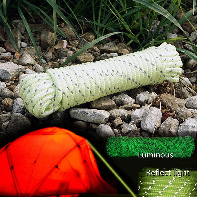 Paracord Rope 50M Multifunctional Outdoor 5MM Luminous Umbrella Reflective Survival Rescue Camping Cord