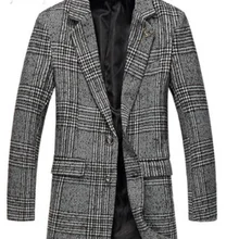 Мужская осенняя и зимняя Длинная шерстяная куртка высокого класса в британском стиле/городской бутик большой размер тонкий Тренч M-5XL