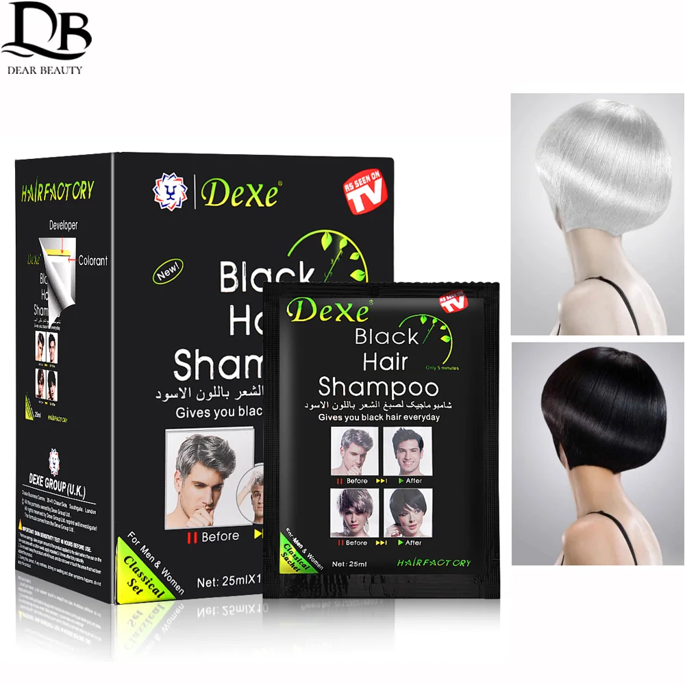 Hair Dye Shampoo 25ml 10Pcs Black Hair Shampoo Dye Hair Into Black Herb Natural Colorant Shampoo Treatment